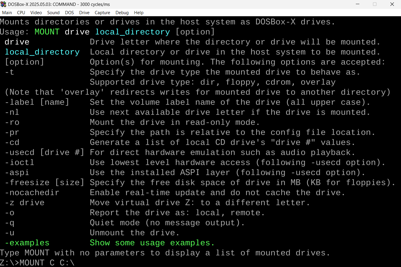 User type in MOUNT C C:\